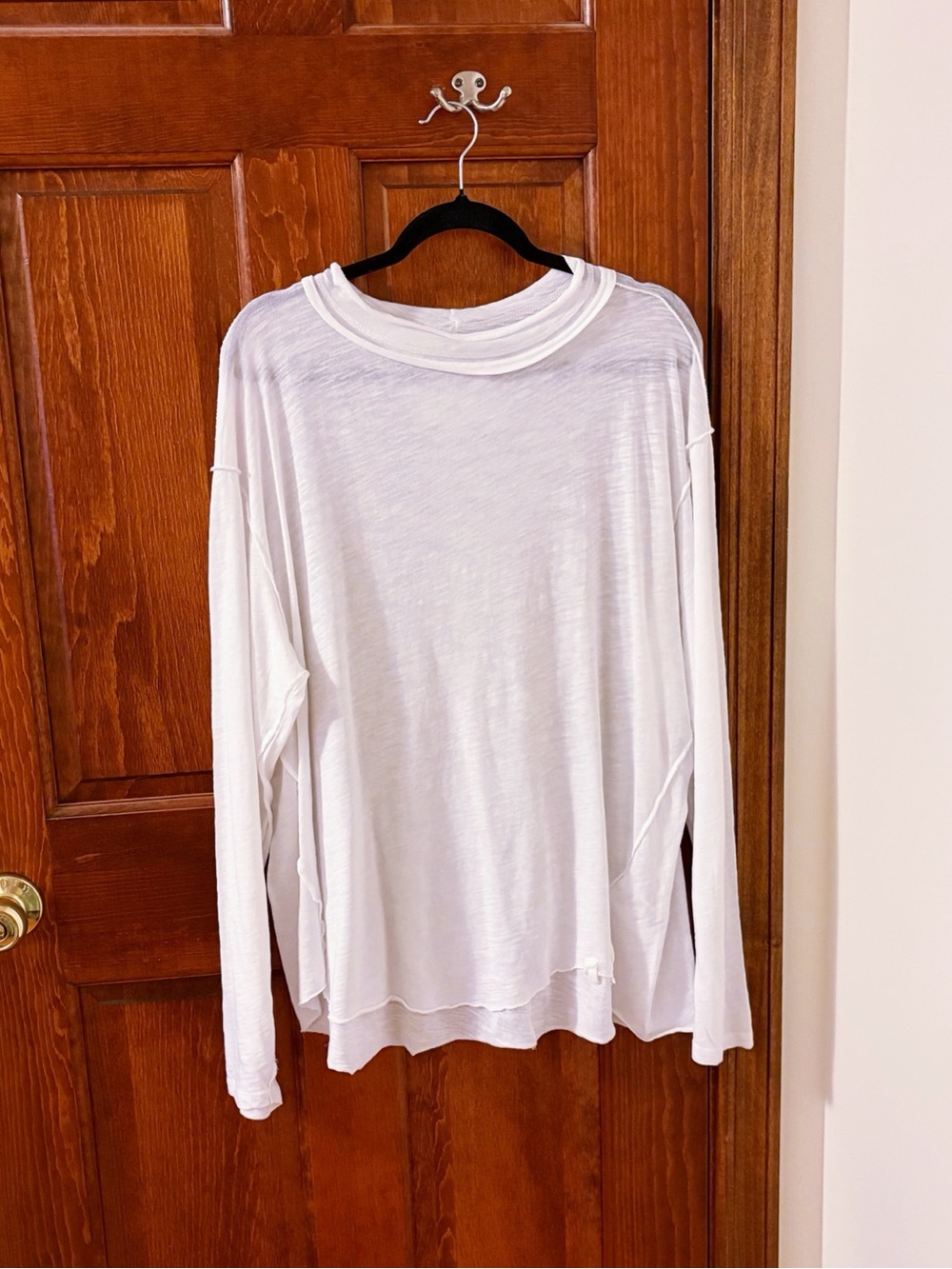FREE PEOPLE We the Free Regan Long Sleeve Tee Top White NWOT Size L